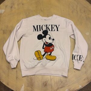 Vintage Disney Mickey Sweatshirt White Size S Pullover Embroidered Crew Neck